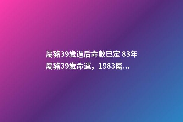 屬豬39歲過后命數已定 83年屬豬39歲命運，1983屬豬人的命運-第1張-觀點-玄機派